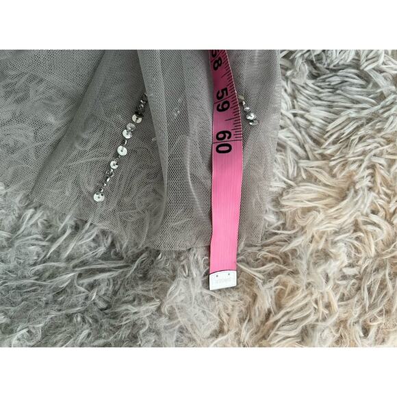 Adrianna Papell Platinum Size 10 Silver Beaded Tulle Bridesmaids Dress Formal - Picture 16 of 16